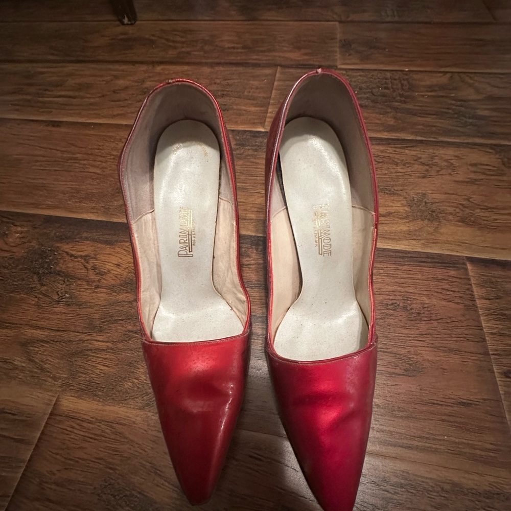 Ruby Red Patent Leather Stiletto Heels Vintage
